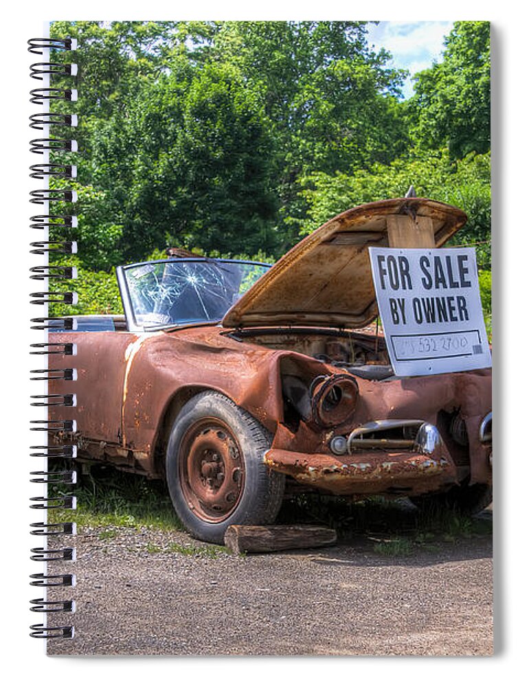 Car Spiral Notebook featuring the photograph For Sale by Owner by Rick Kuperberg Sr
