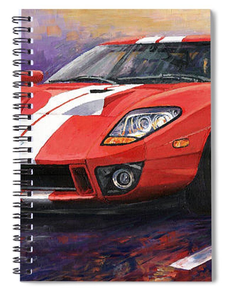 Automotive Spiral Notebook featuring the painting Ford GT 2005 by Yuriy Shevchuk