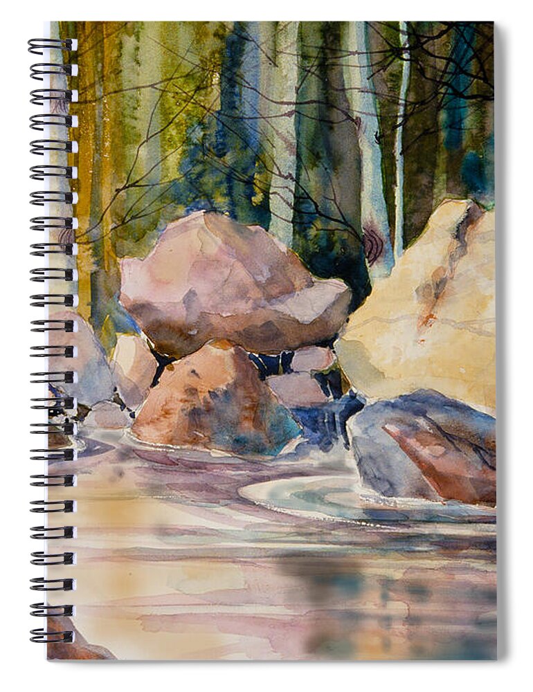 Forest And River Spiral Notebook featuring the painting Forest and River by Teresa Ascone