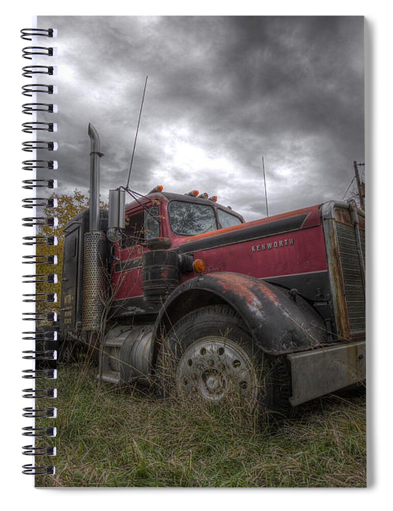 Semi Spiral Notebook featuring the photograph Forgotten Big Rig 2014 V2 by Aaron J Groen