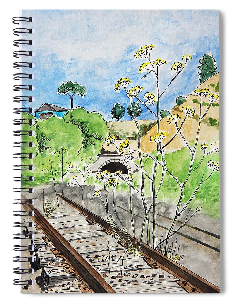 Sketch Spiral Notebook featuring the painting Forgotten Railway by Masha Batkova