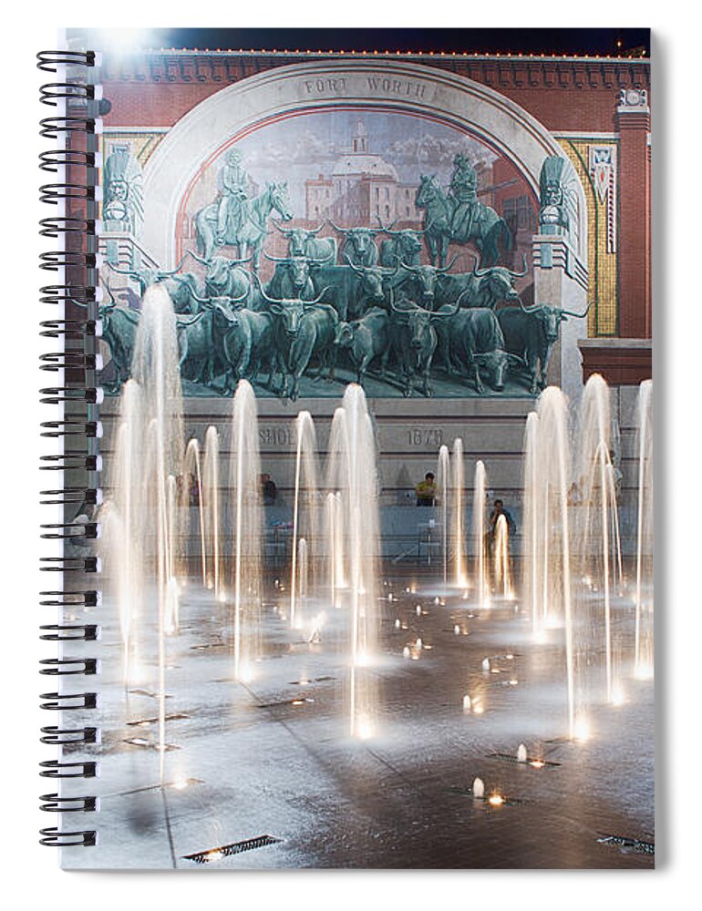 Sundance Square Fort Worth Spiral Notebook featuring the photograph Fort Worth Sundance Square Aug 2014 by Rospotte Photography