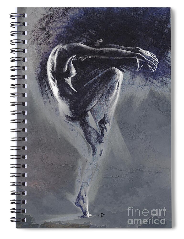 Figurative Spiral Notebook featuring the drawing Fount II. textured b. by Paul Davenport