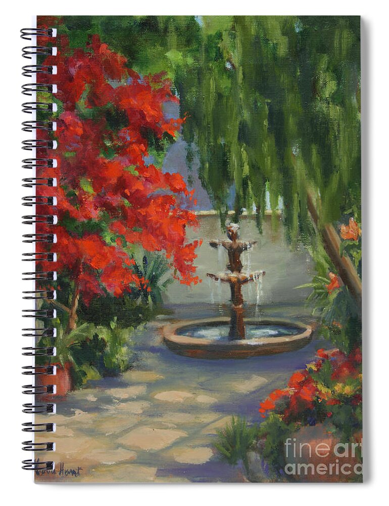 Fountain Spiral Notebook featuring the painting Relaxing in the Courtyard by Maria Hunt
