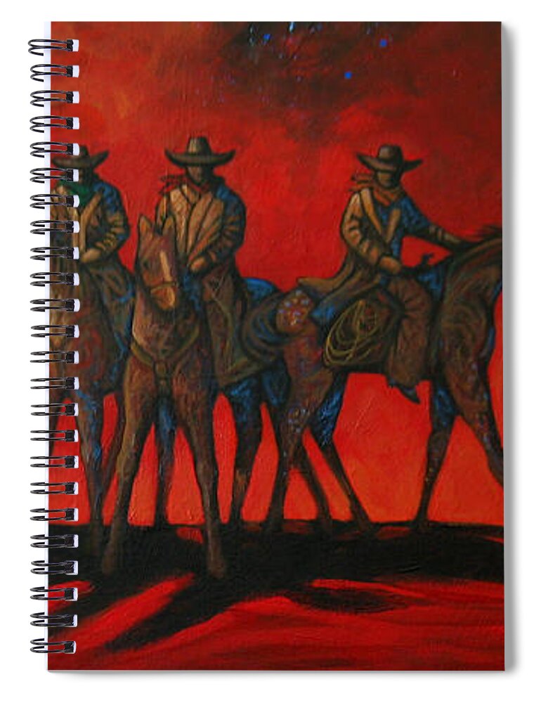 Contemporary Spiral Notebook featuring the painting Four On The Hill by Lance Headlee
