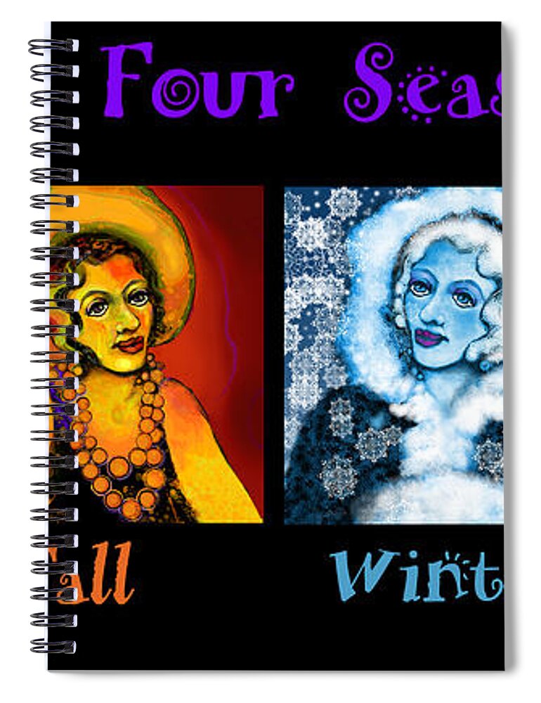 Beauty Spiral Notebook featuring the digital art Four Seasons in a Row by Carol Jacobs