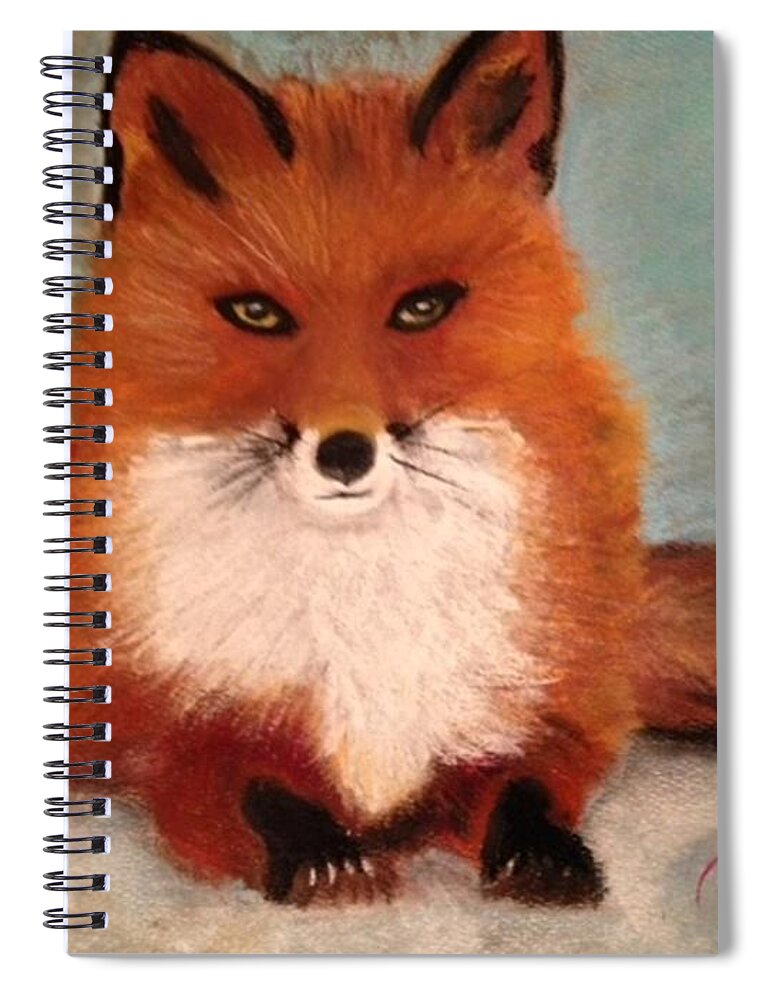 Fox Spiral Notebook featuring the pastel Fox in the Snow by Renee Michelle Wenker