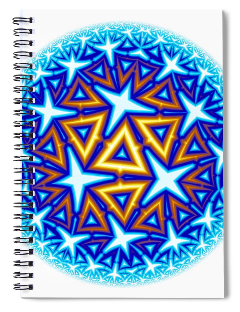 Mandala Spiral Notebook featuring the digital art Fractal Escheresque Winter Mandala 10 by Hakon Soreide