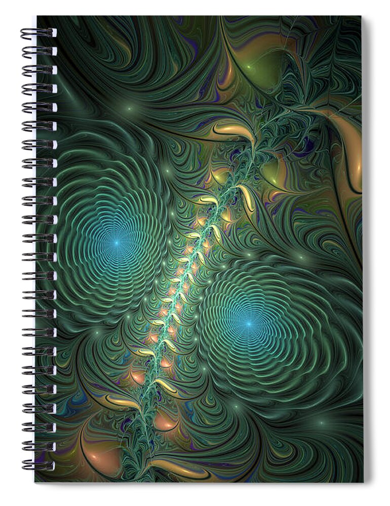 Digital Art Spiral Notebook featuring the digital art Fractal Inseparable by Gabiw Art