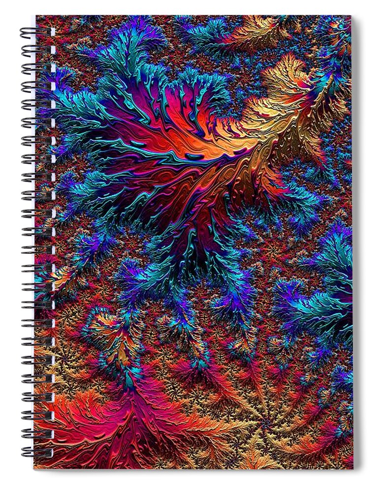 Surreal Spiral Notebook featuring the digital art Fractal Jewels Series - Beauty on Fire II by Susan Maxwell Schmidt