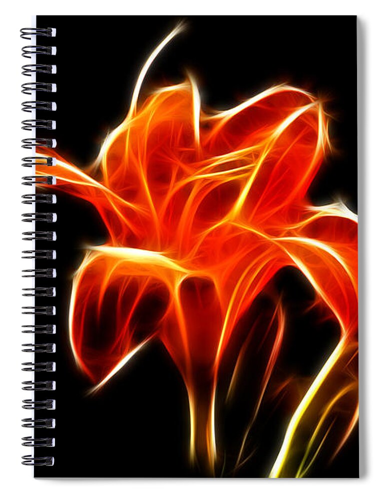 Flowers Spiral Notebook featuring the Fractaled Lily by Bill Barber