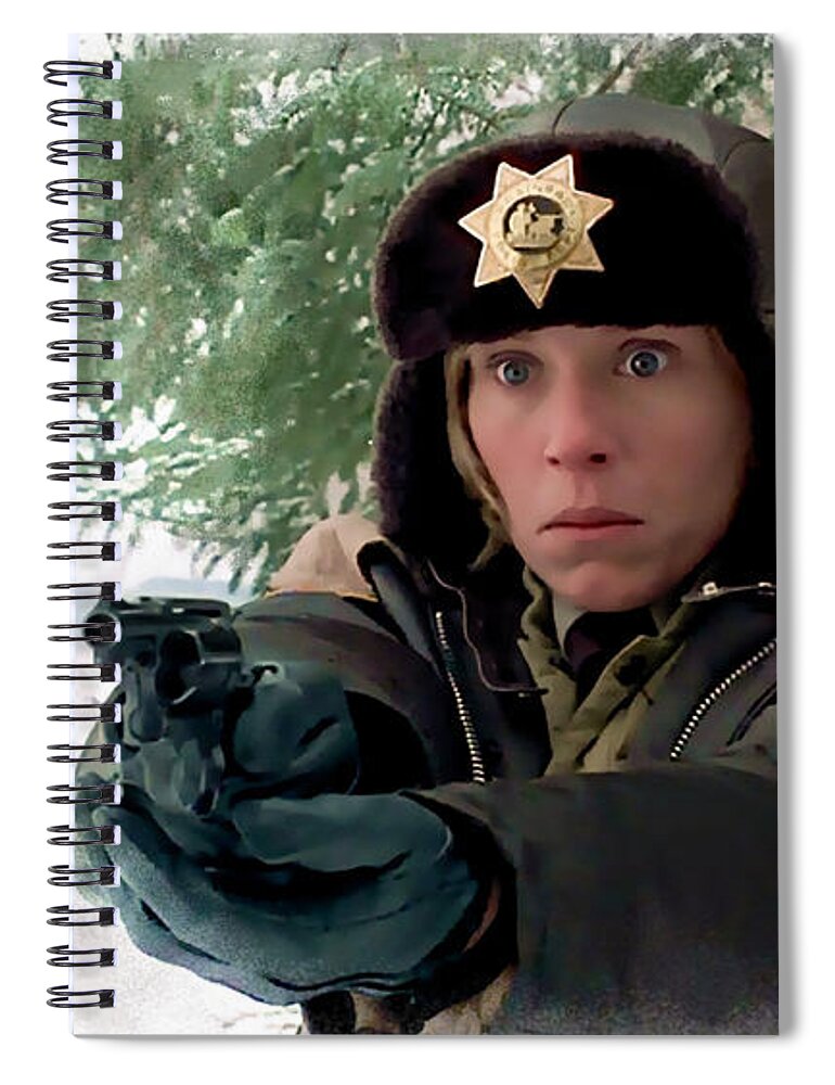 Fargo Spiral Notebook featuring the digital art Frances McDormand as Marge Gunderson in the film Fargo by Joel and Ethan Coen by Gabriel T Toro