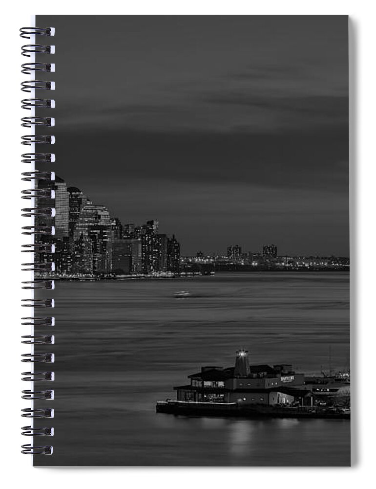 Freedom Tower Spiral Notebook featuring the photograph Freedom Tower Sunset BW by Susan Candelario