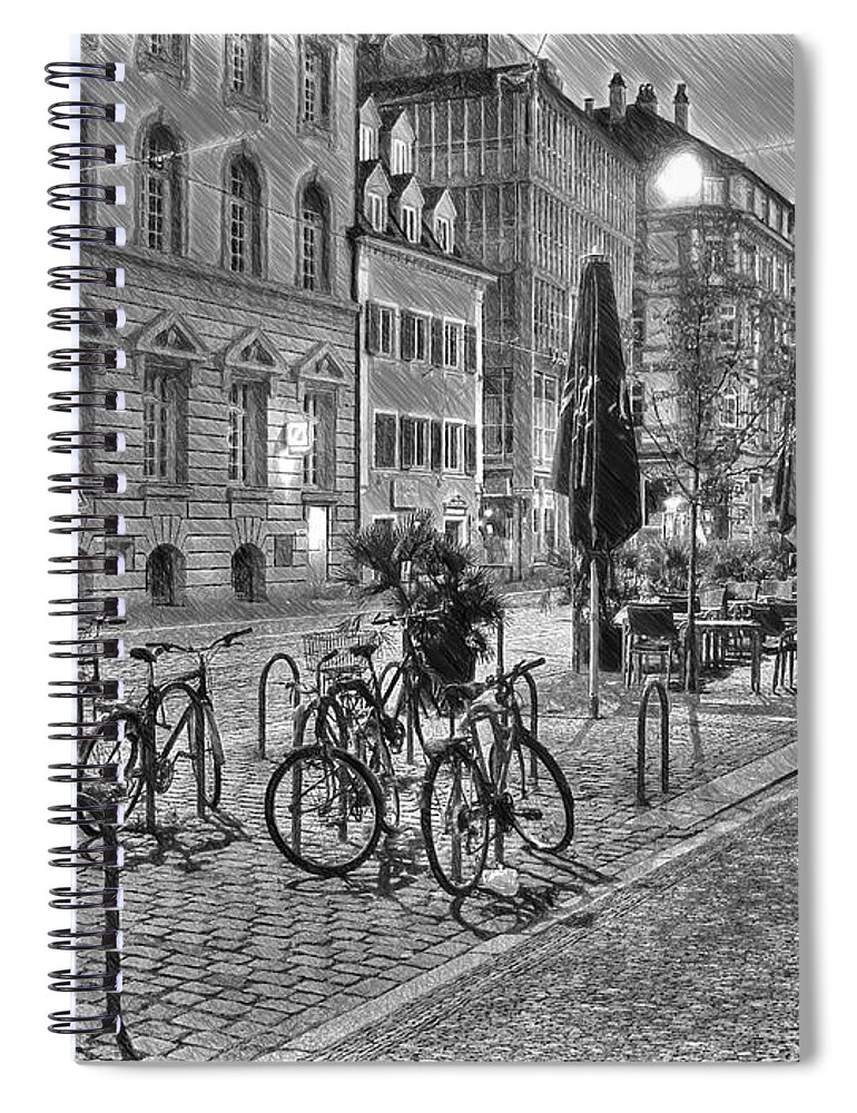 Architecture Spiral Notebook featuring the drawing Freiburg Road Homes by Dean Wittle