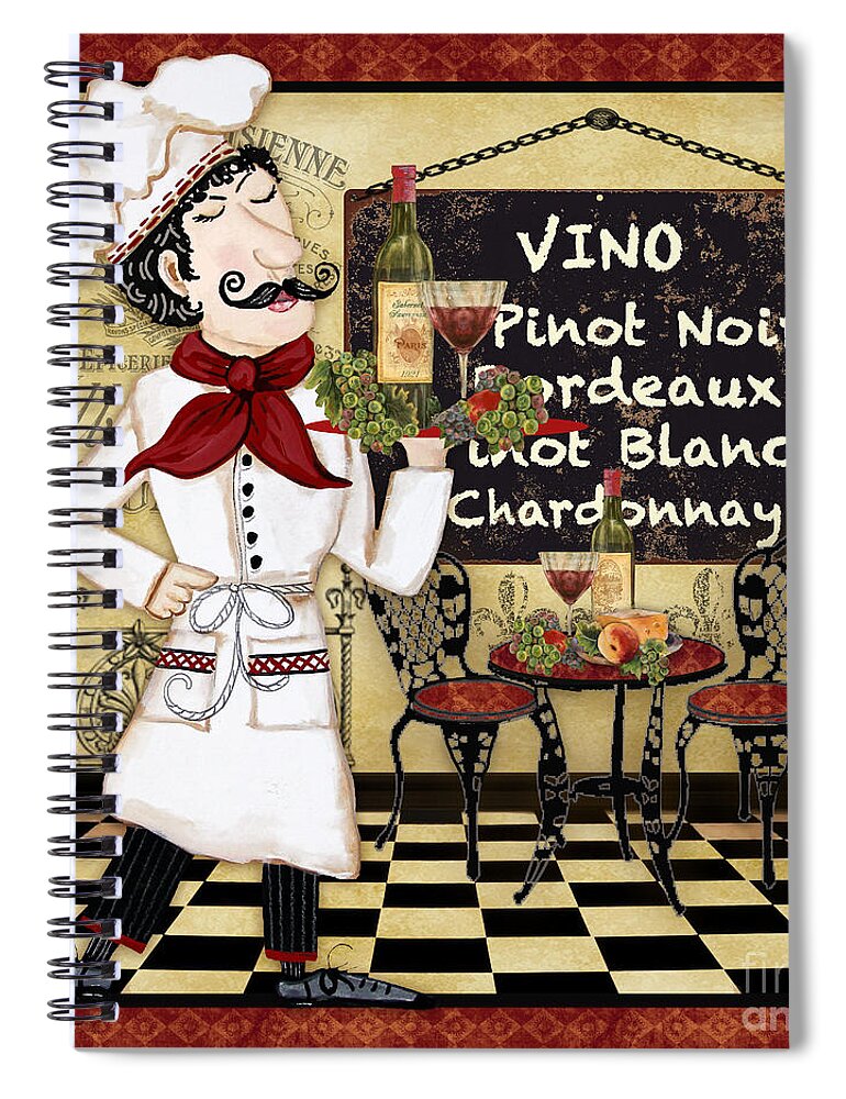 French Spiral Notebook featuring the painting French Chef-D by Jean Plout