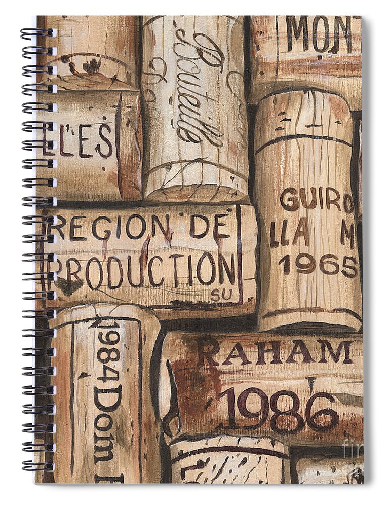 Alcohol Spiral Notebook featuring the painting French Corks by Debbie DeWitt