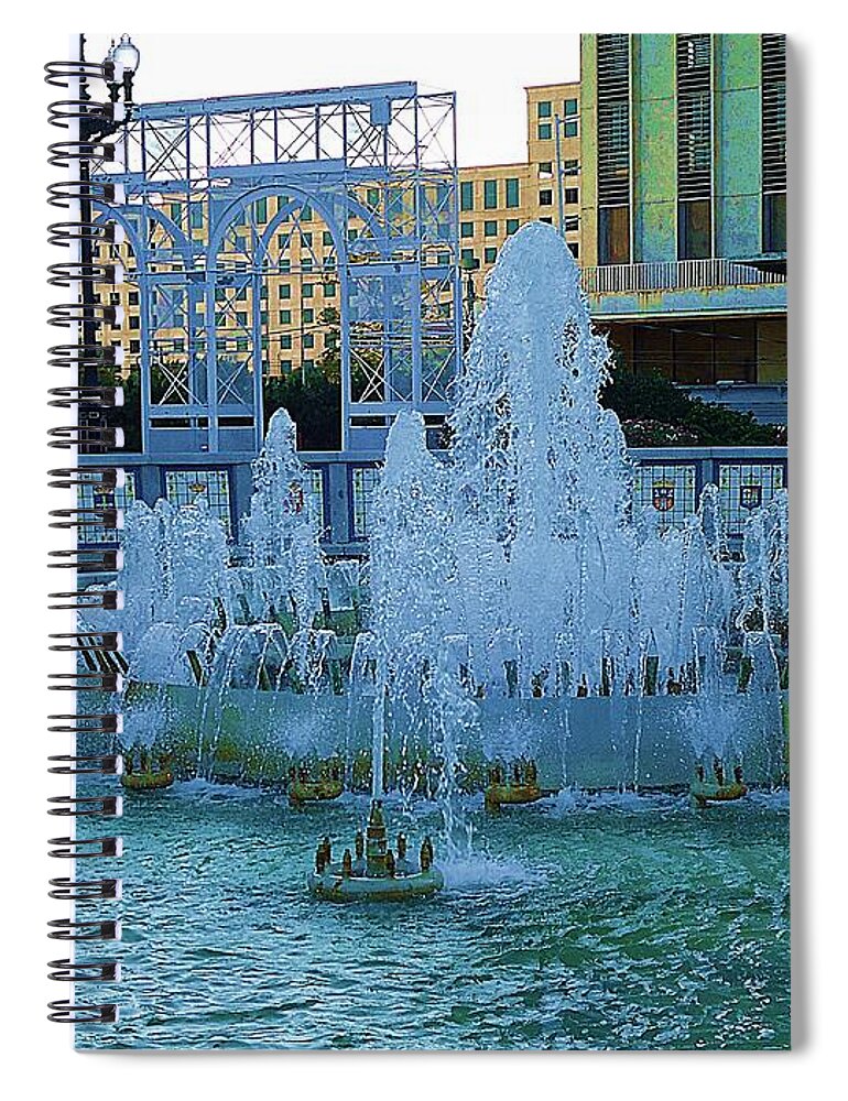 French Quarter Fountain Spiral Notebook featuring the photograph French Quarter Water Fountain by Saundra Myles