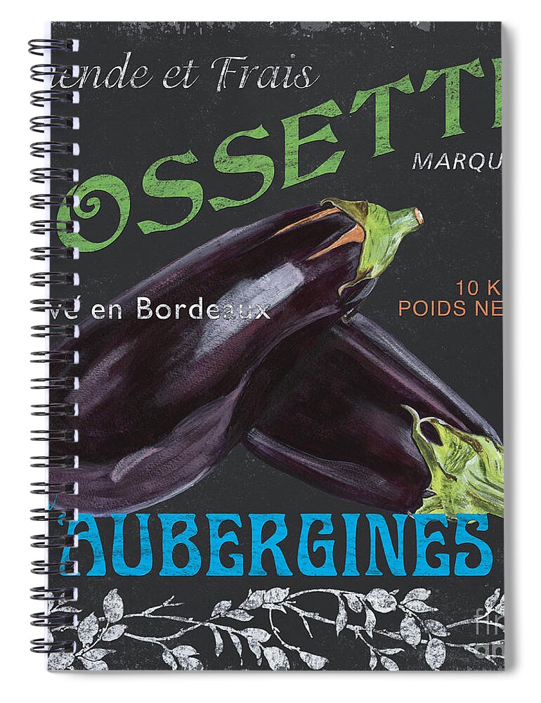 Produce Spiral Notebook featuring the painting French Veggie Labels 4 by Debbie DeWitt