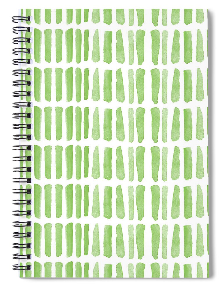 Grass Spiral Notebook featuring the painting Fresh Grass- Abstract Pattern Painting by Linda Woods