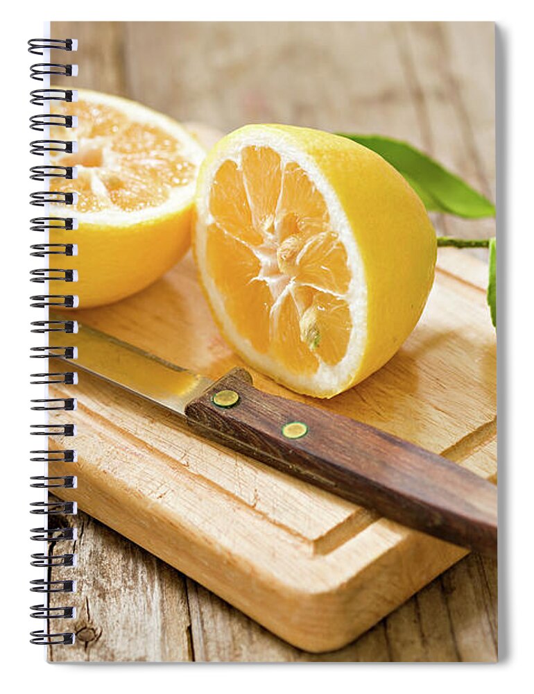 Handle Spiral Notebook featuring the photograph Fresh Lemon by Debbismirnoff