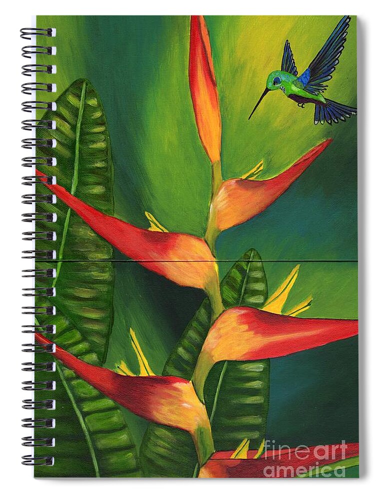 Humming Bird Spiral Notebook featuring the painting Friendship by Laura Forde