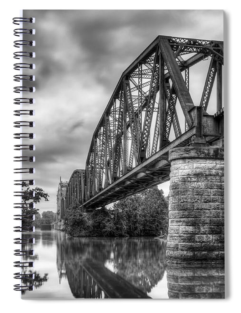 Bridge Spiral Notebook featuring the photograph Frisco Bridge in Monochrome by James Barber