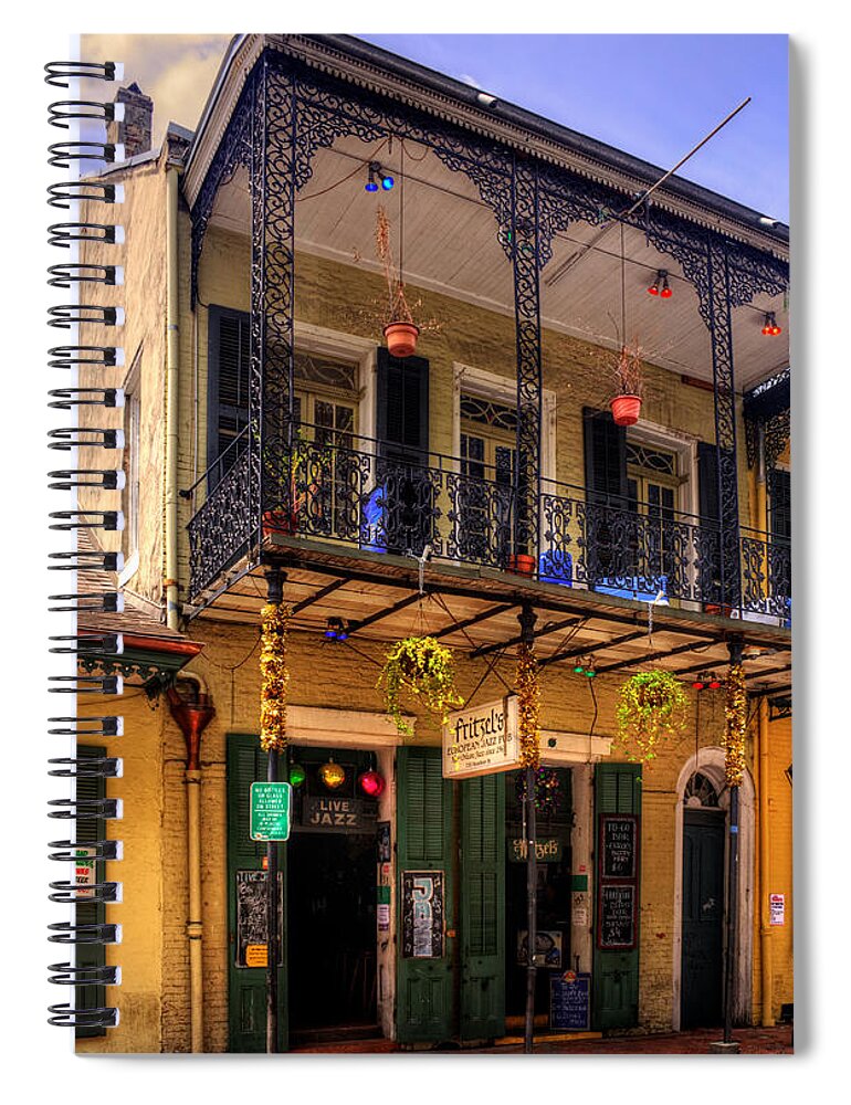 New Orleans Spiral Notebook featuring the photograph Fritzel's European Jazz Pub New Orleans by Greg and Chrystal Mimbs