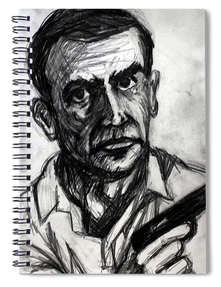 James Spiral Notebook featuring the drawing From Russia With Love by Paul Sutcliffe