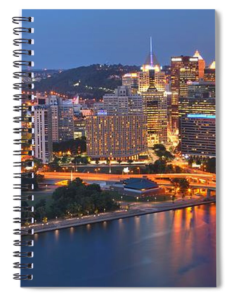 Pittsburgh Skyline Spiral Notebook featuring the photograph From The Fountain To Ft. Pitt by Adam Jewell