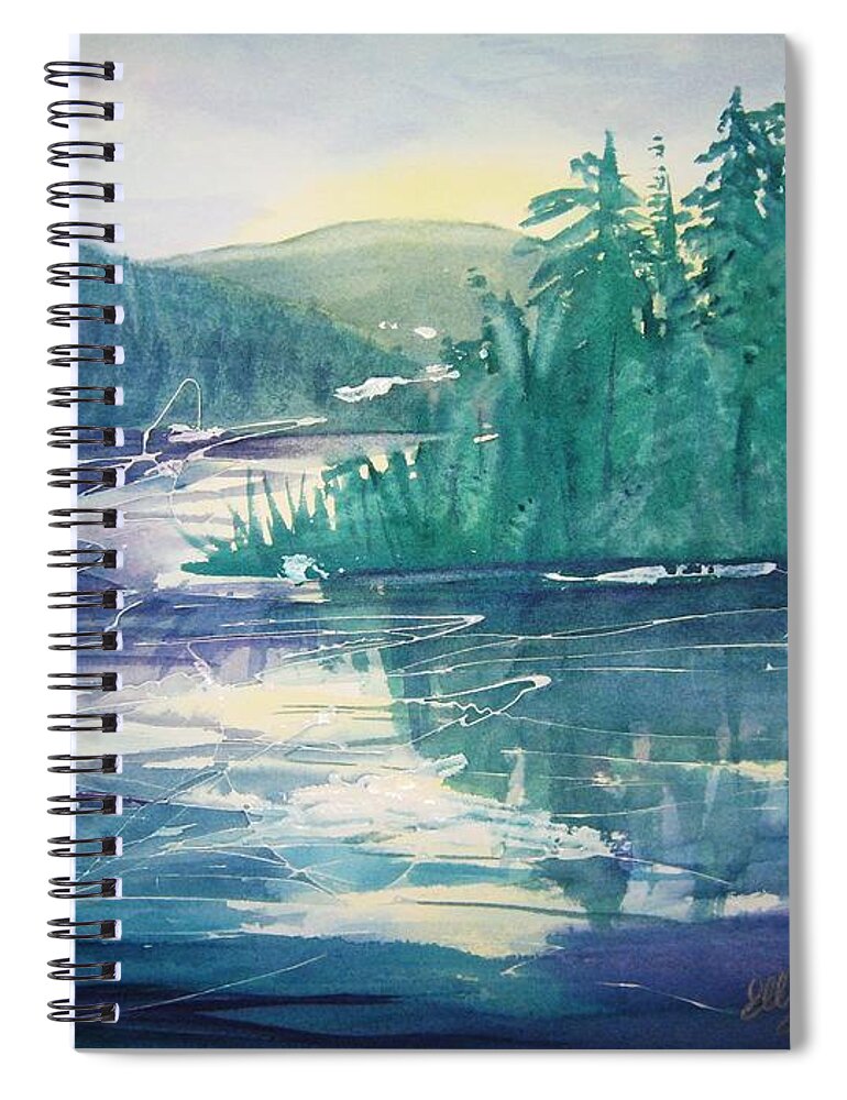 North-south Lake Spiral Notebook featuring the painting Frosted Lake View North South Lake by Ellen Levinson