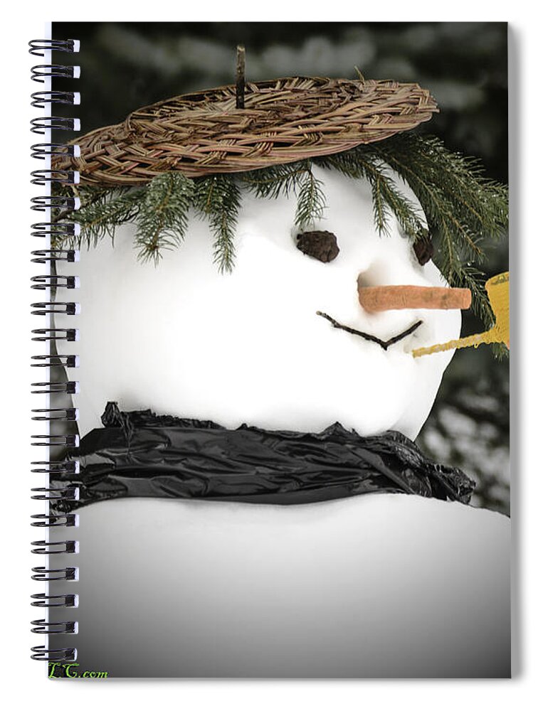 Snowman Spiral Notebook featuring the photograph Frosty smokes bubbles from his corncob pipe by LeeAnn McLaneGoetz McLaneGoetzStudioLLCcom