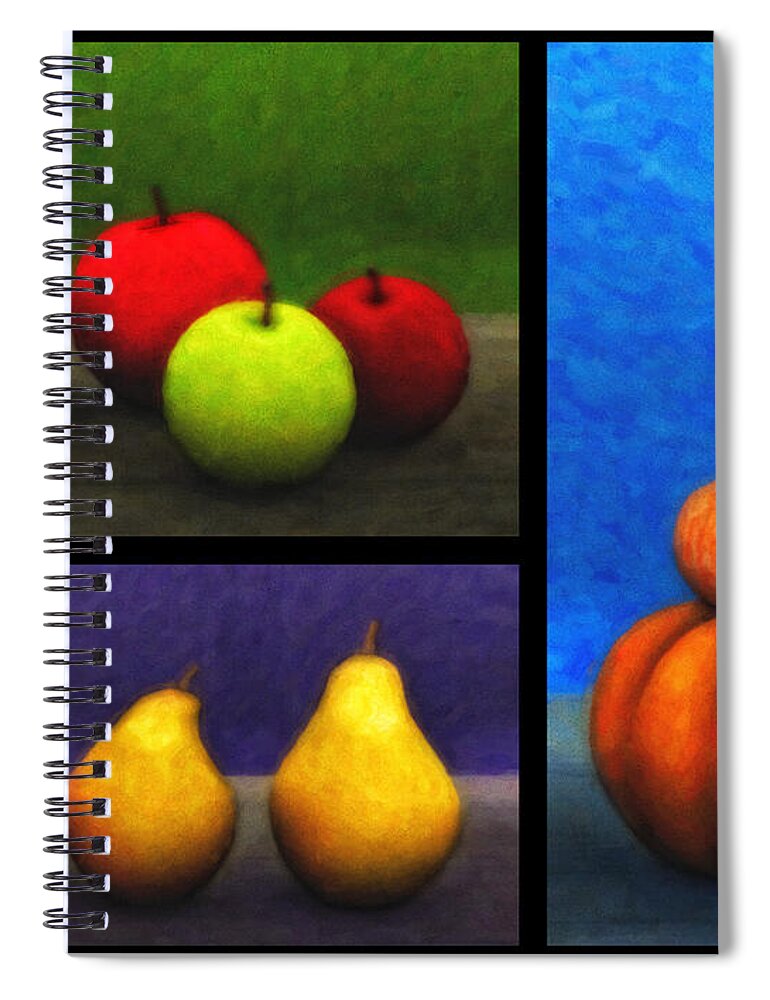 3d Spiral Notebook featuring the digital art Fruit Trilogy by Jutta Maria Pusl