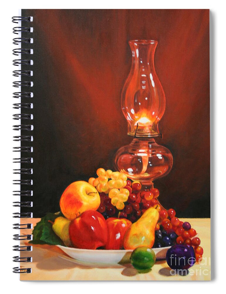 Lamp Spiral Notebook featuring the painting Fruit Under Lamp Light by Jimmie Bartlett