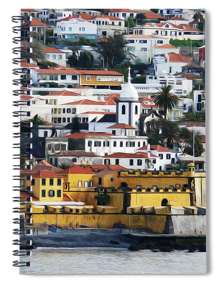 Funchal Spiral Notebook featuring the photograph Fuchal Madeira by Tracy Winter