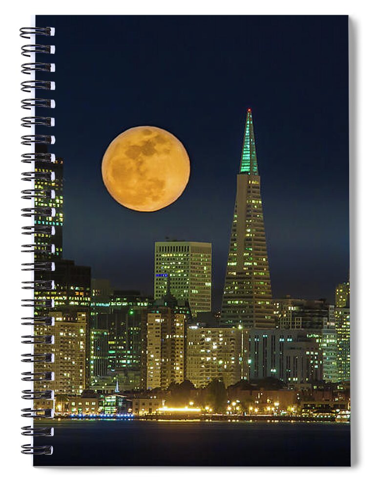San Francisco Spiral Notebook featuring the photograph Full Moon San Francisco Skyline by Christopher Chan