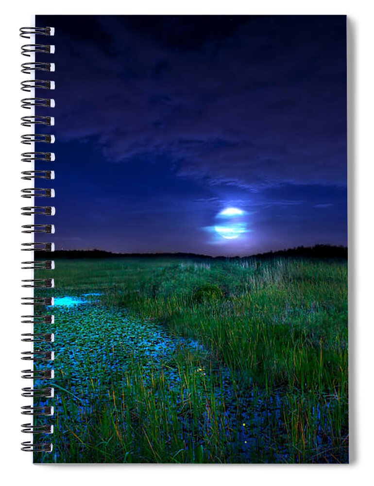 Full Moon Spiral Notebook featuring the photograph Full Moons And Fireflies by Mark Andrew Thomas