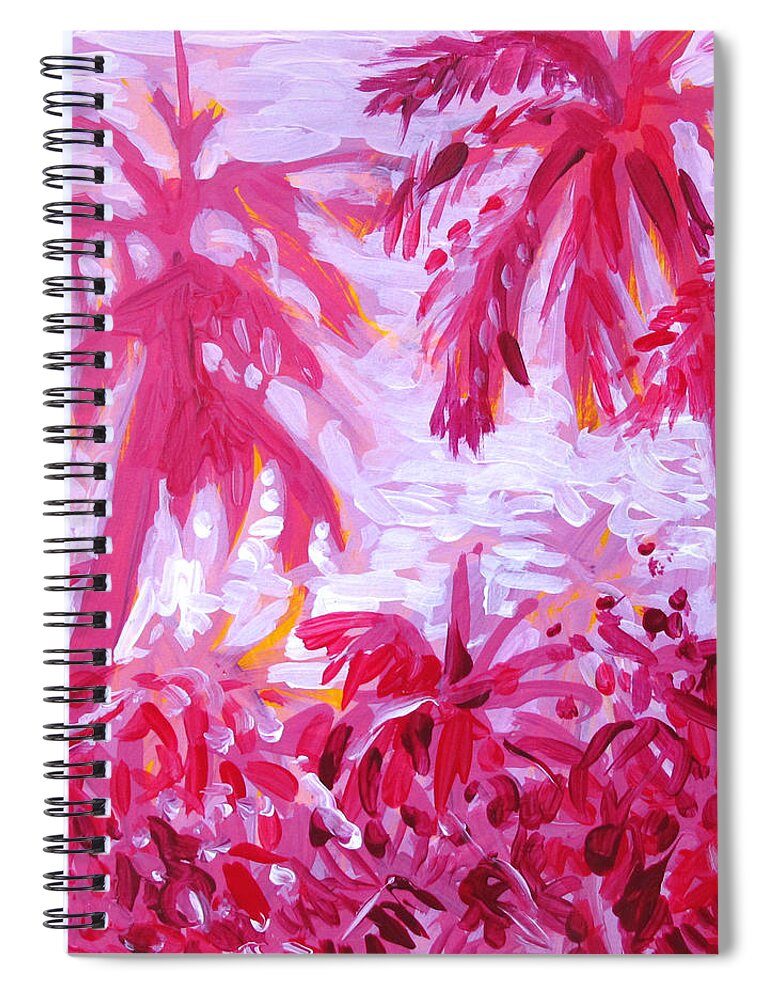 Pink Spiral Notebook featuring the painting Fuschia Landscape by Tilly Strauss