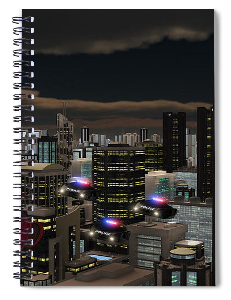 Future Spiral Notebook featuring the digital art Futura 2051 by Michael Stowers