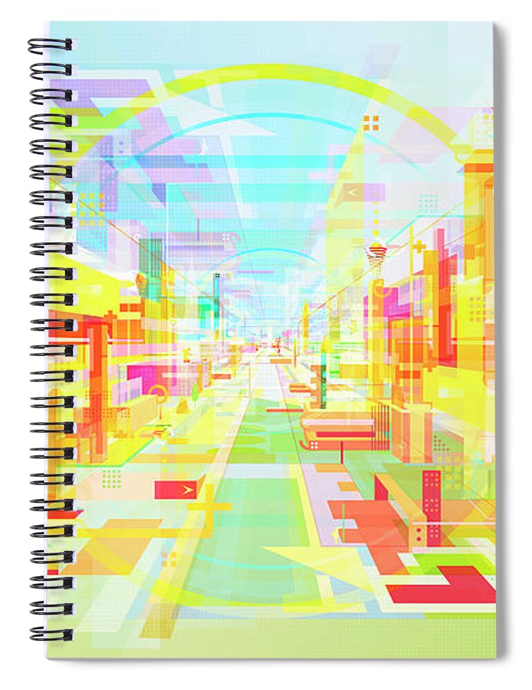 3 D Spiral Notebook featuring the photograph Futuristic Abstract Architectural Design by Ikon Ikon Images