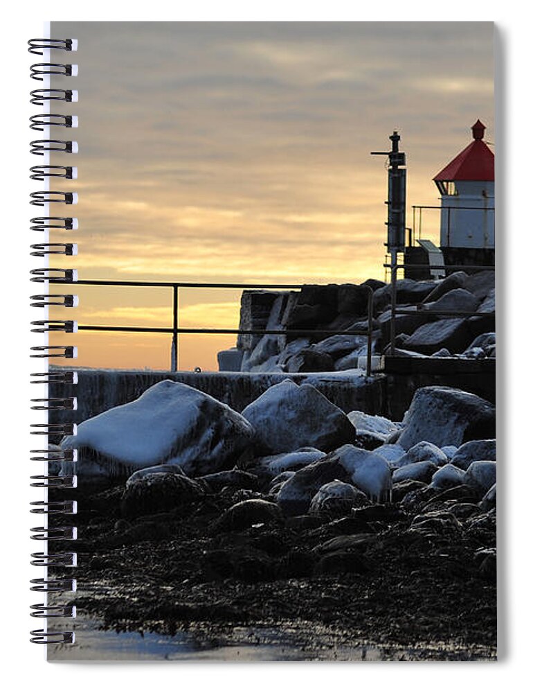 Frost Spiral Notebook featuring the photograph Fyllinga Lighthouse by Randi Grace Nilsberg
