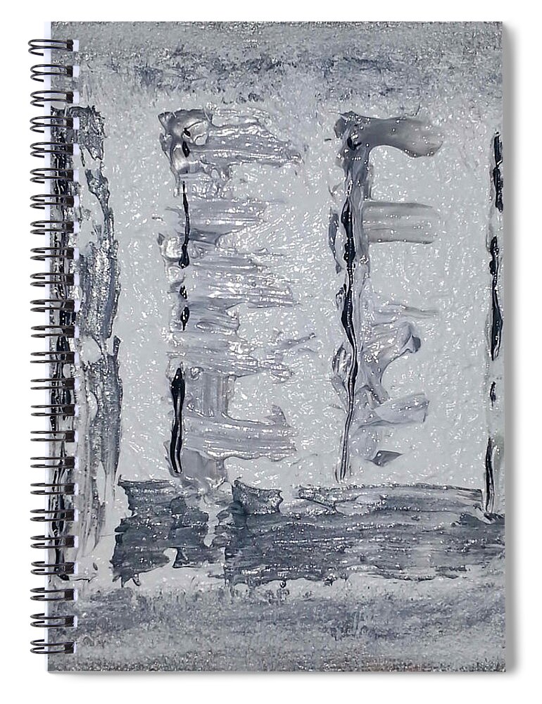 Abstract Painting Spiral Notebook featuring the painting G2 - greys by KUNST MIT HERZ Art with heart