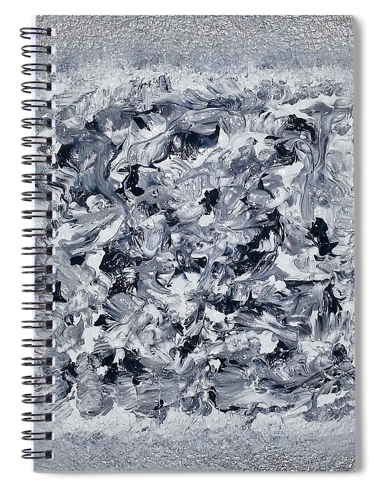 Abstract Painting Spiral Notebook featuring the painting G4 - greys by KUNST MIT HERZ Art with heart