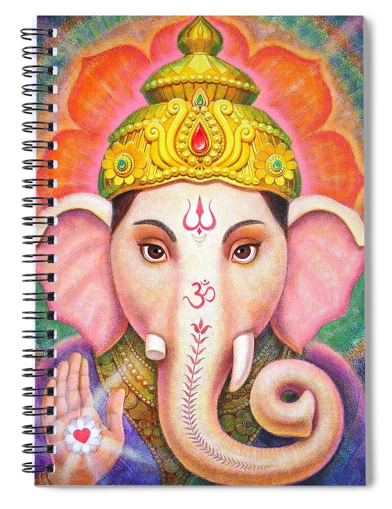 Ganesha Spiral Notebook featuring the painting Ganesha's Blessing by Sue Halstenberg