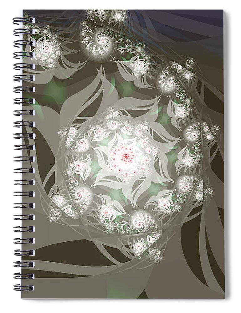 Fractal Art Spiral Notebook featuring the digital art Garden Echos by Elizabeth McTaggart