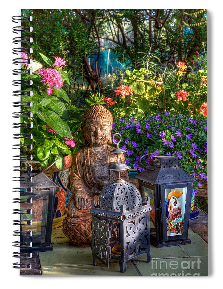 The Mind Can Go In A Thousand Directions Spiral Notebook featuring the photograph Garden Meditation by Charlene Mitchell