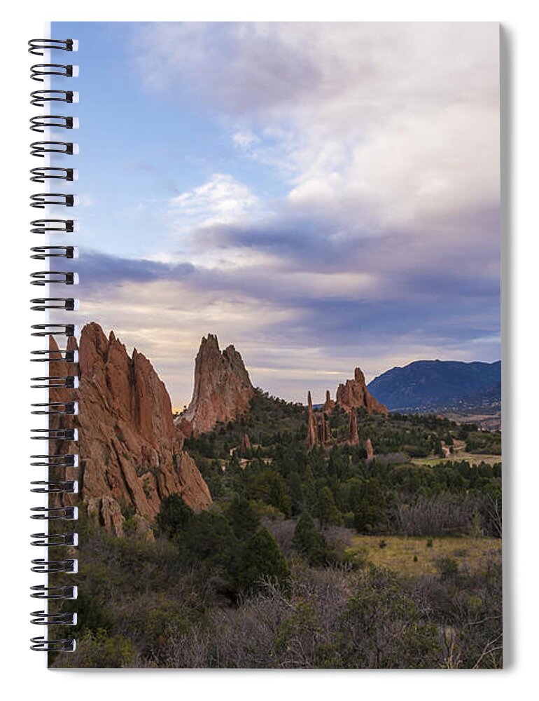 Garden Of The Gods Park Colorado Springs Landscape Co Spiral Notebook featuring the photograph Garden Of The Gods At Sunrise - Colorado Springs by Brian Harig