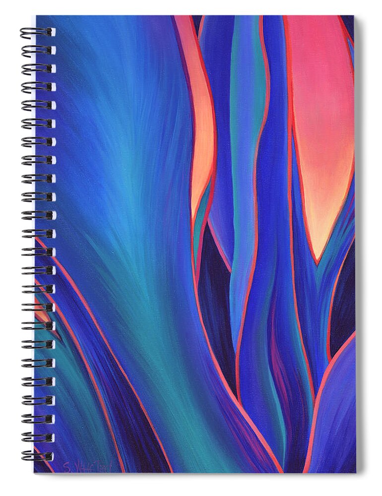 Abstract Spiral Notebook featuring the painting Garden Party by Sandi Whetzel