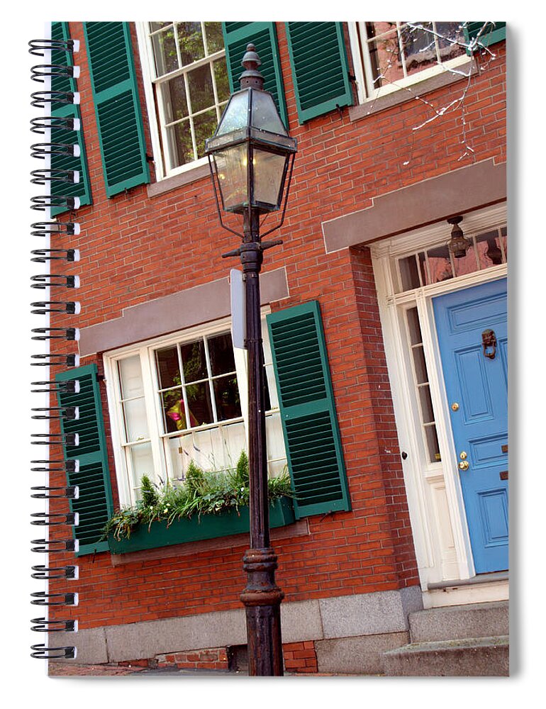 Boston Spiral Notebook featuring the photograph Gas Lamp Beacon Hill by Caroline Stella