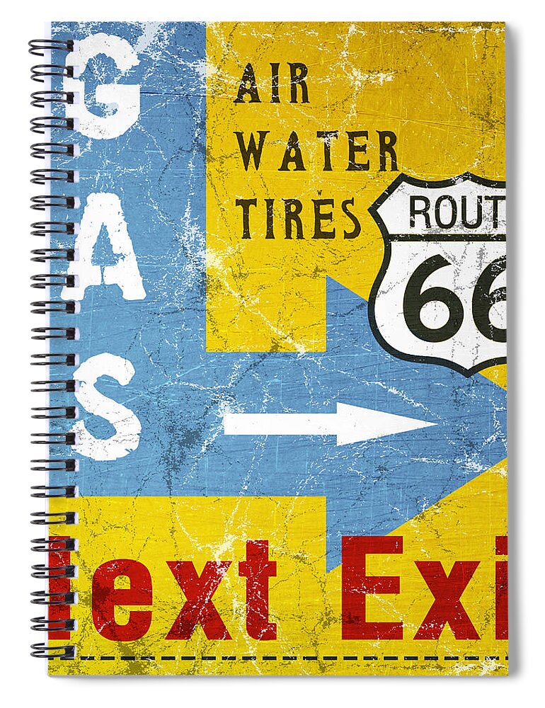 Route 66 Spiral Notebook featuring the painting Gas Next Exit- Route 66 by Linda Woods