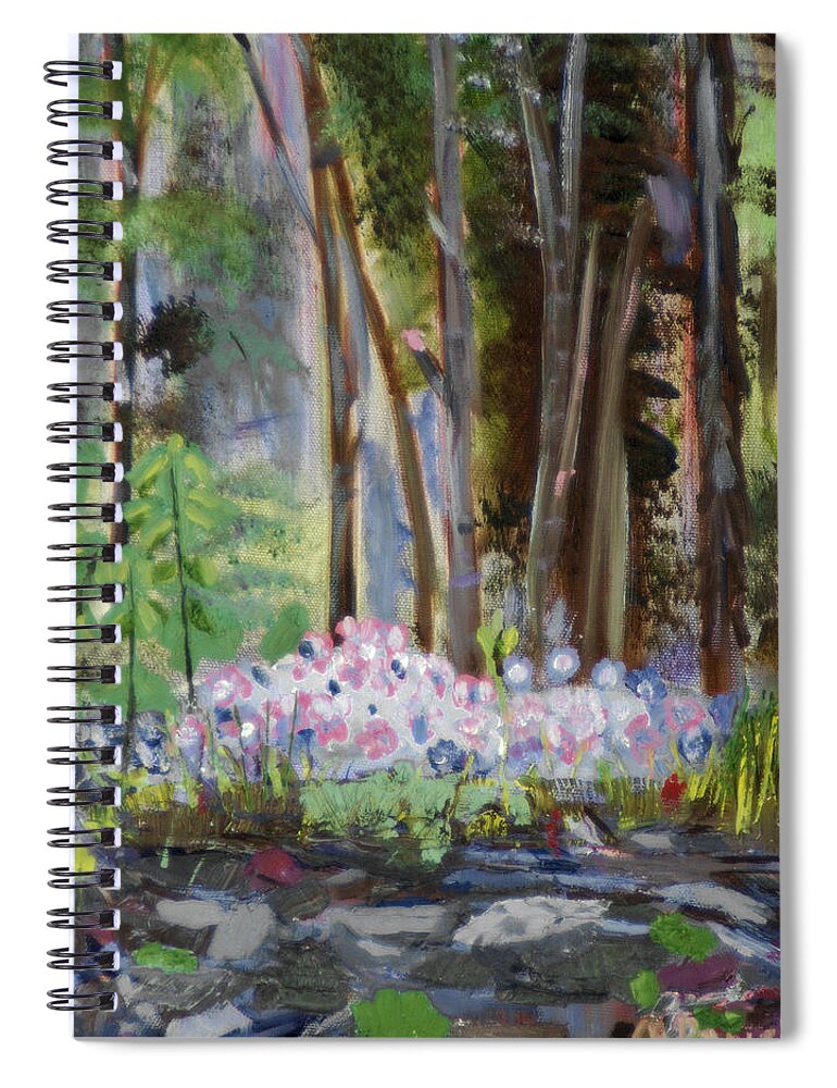Wood Trail Flower Garden Rock Forest Path Walkway Spiral Notebook featuring the painting Gateway At The Balsams by Michael Daniels